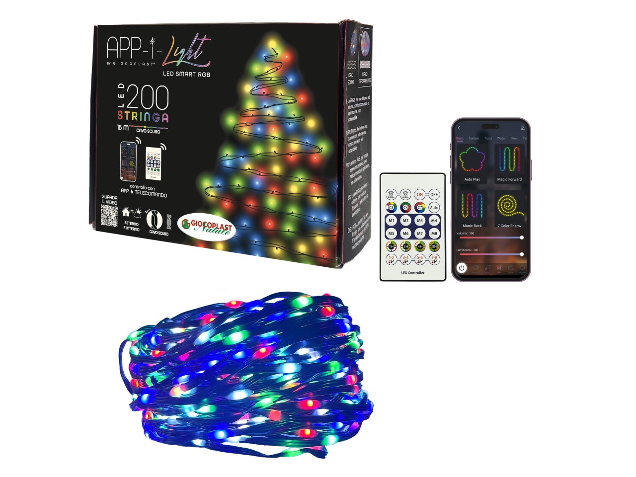 CATENA LUCI 200LED APP-I LIGHT 15MT U.E 24391