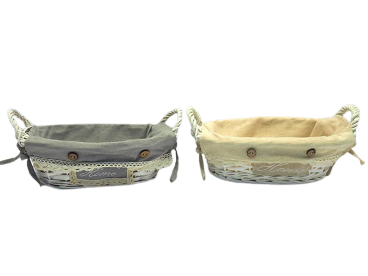 CESTO IN LEGNO OVALE CON STOFFA ‘HOME’