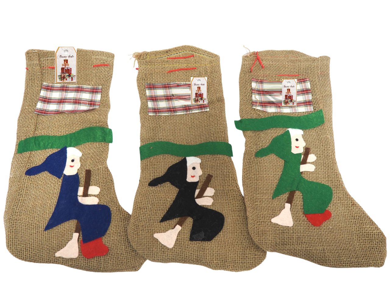 CALZA IN JUTA CON BEFANA MISURA H.42,5