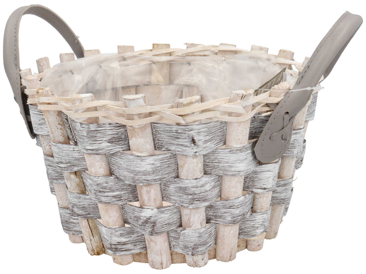 CESTO C/MAN.T.PELLE D.24cm 3COLORI