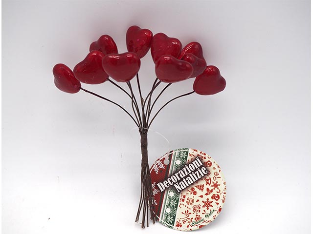 PICK CUORI MAZZETTO 10PZ 2XH.11CM ROSSI