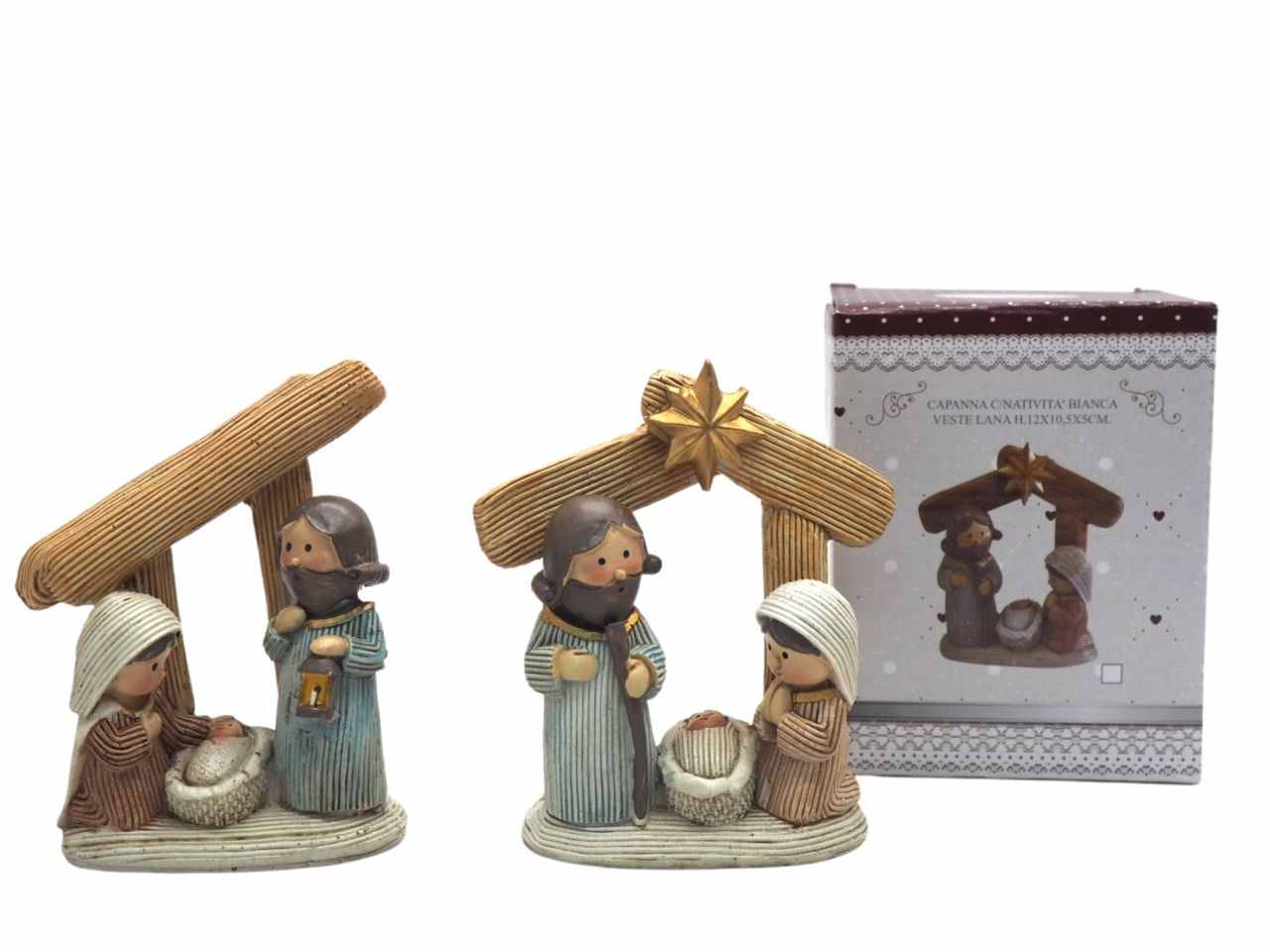 NATIVITA’ C/CAPANNA VESTE TIPO LANA 12CM 2ASS.