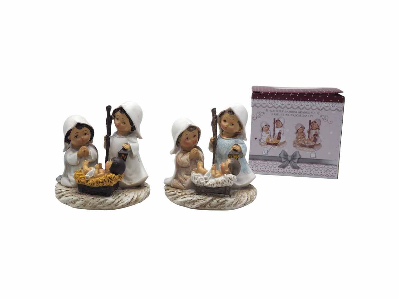 NATIVITA’ BAMBINI SU BASE 11X8,5XH.11CM 2ASS.
