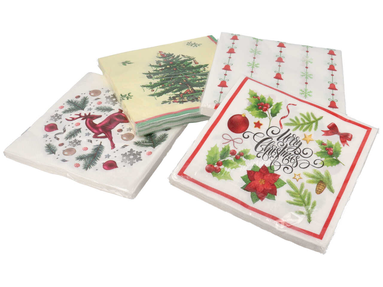 TOVAGLIOLI NATALIZI 17X17CM 20PZ ROSSI FANT. ASS.