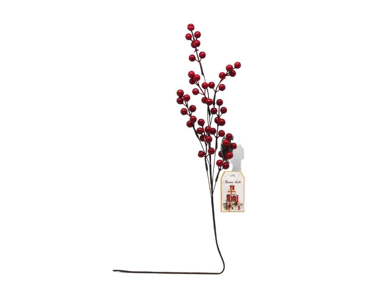 RAMO CON 49 BACCHE ROSSE MISURA L.72CM