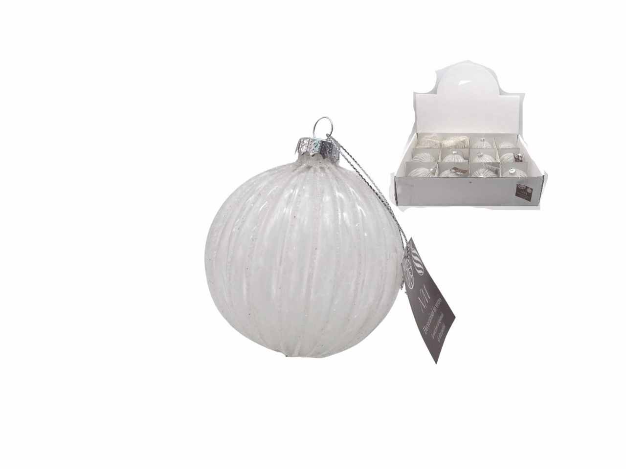 PALLA VETRO BIANCA C/SPICCHI 8CM