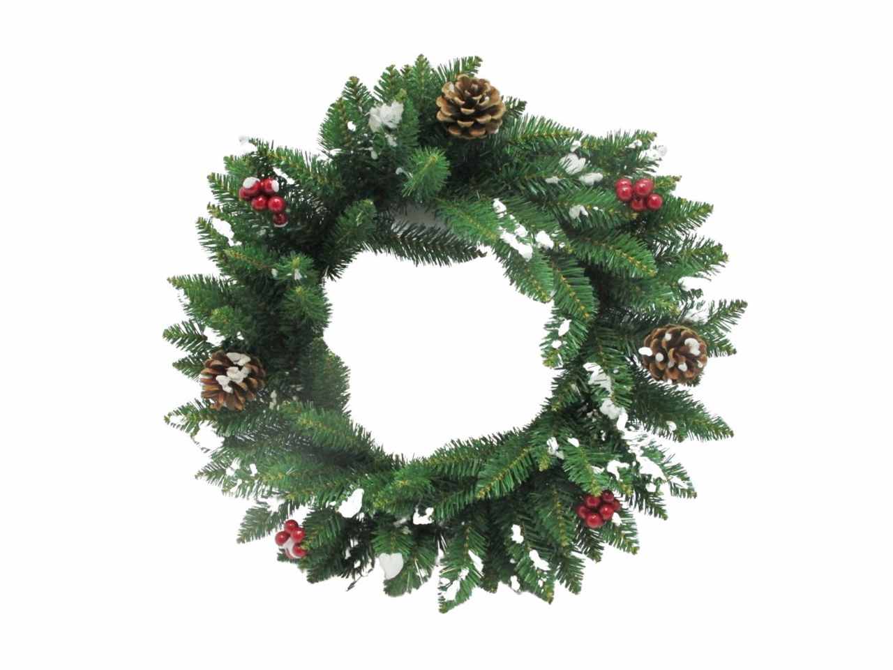 CORONA DIAM.40CM 90TIPS BACCHE/PIGNE/N