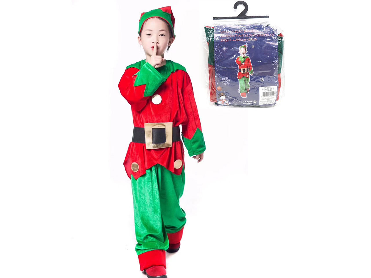 VESTITO ELFO BAMBINO 6-8 ANNI ASS.