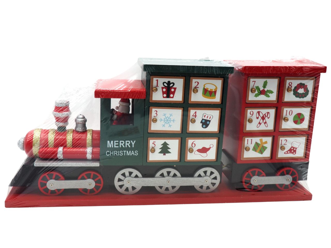 LOCOMOTIVA NATALIZIA ROSSA IN LEGNO CO