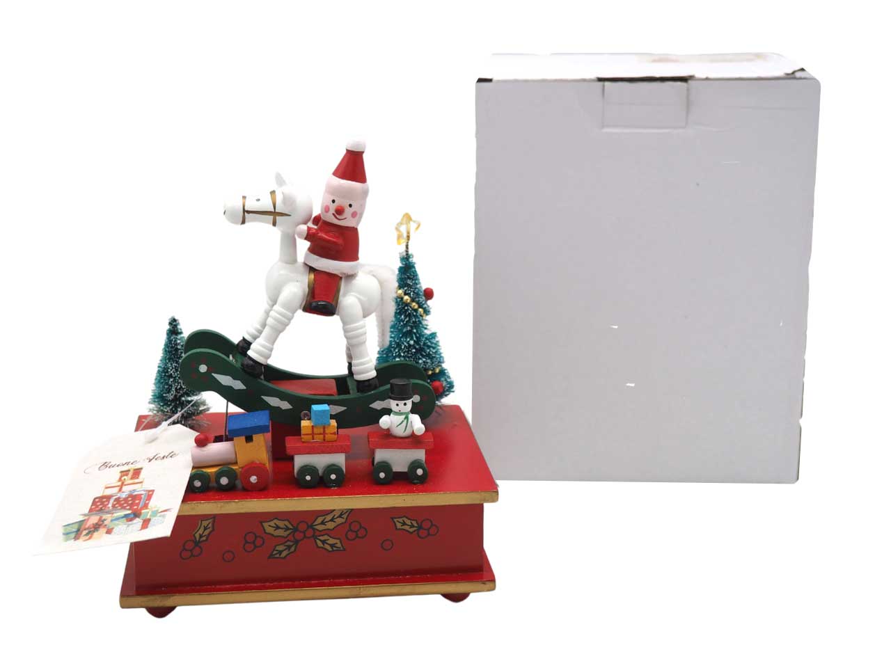 CARILLON LEGNO C/CAVAL.H17,5X13,6X10CM