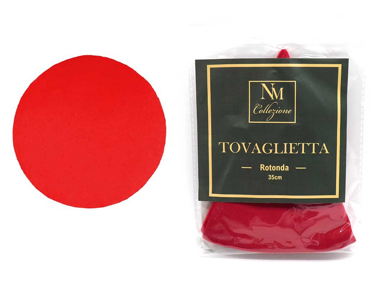 TOVAGLIETTA TONDA 35CM IN VELLUTO ROSSO