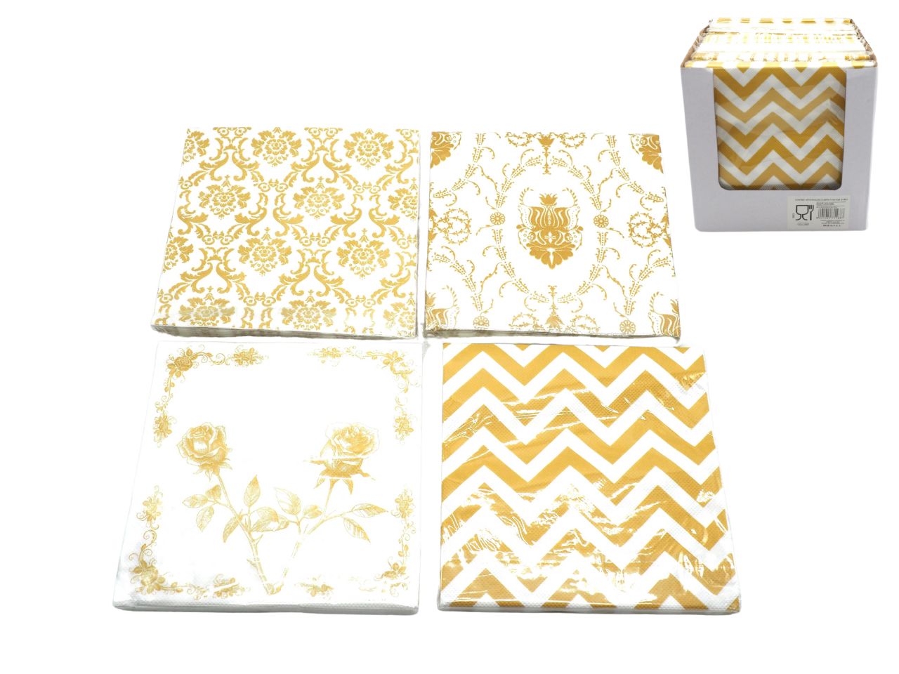 TOVAGLIOLI NATALIZI 17X17CM 20PZ ORO 3ASS.