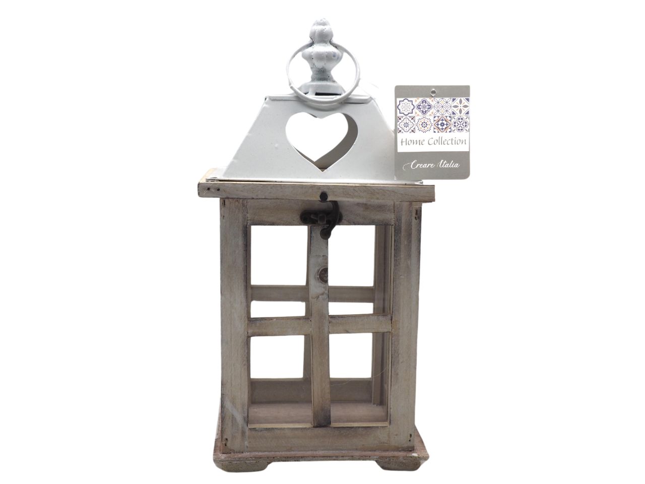 LANTERNA 31X15X12CM CON CUORE E LEGNI