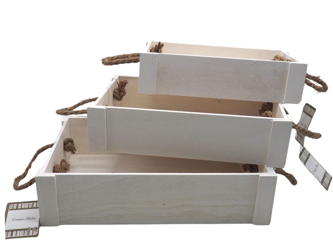 CASSETTE IN LEGNO BIANCO 3PZ