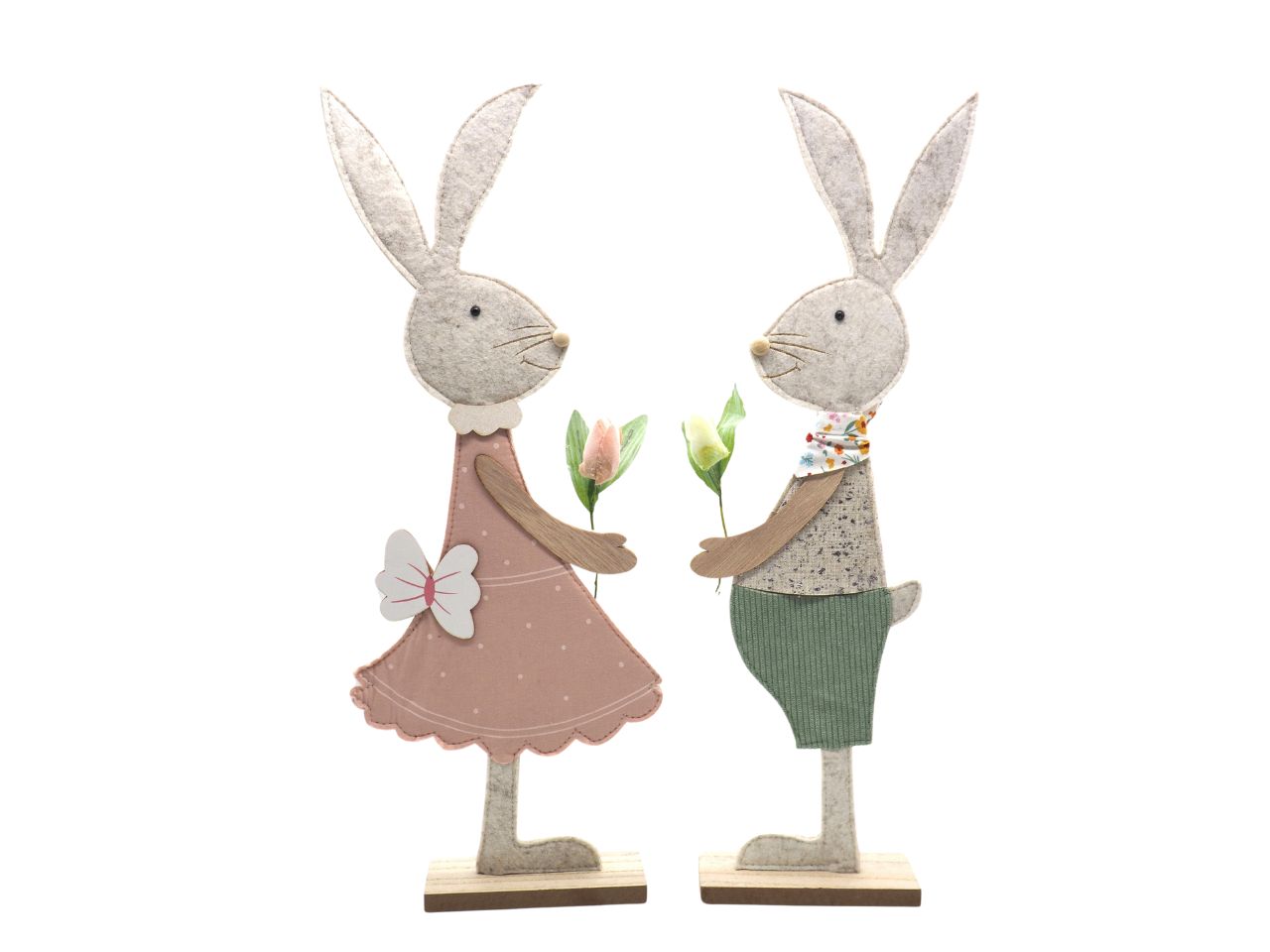 CONIGLIO PANNO 52CM C/BASE LEGNO ASS