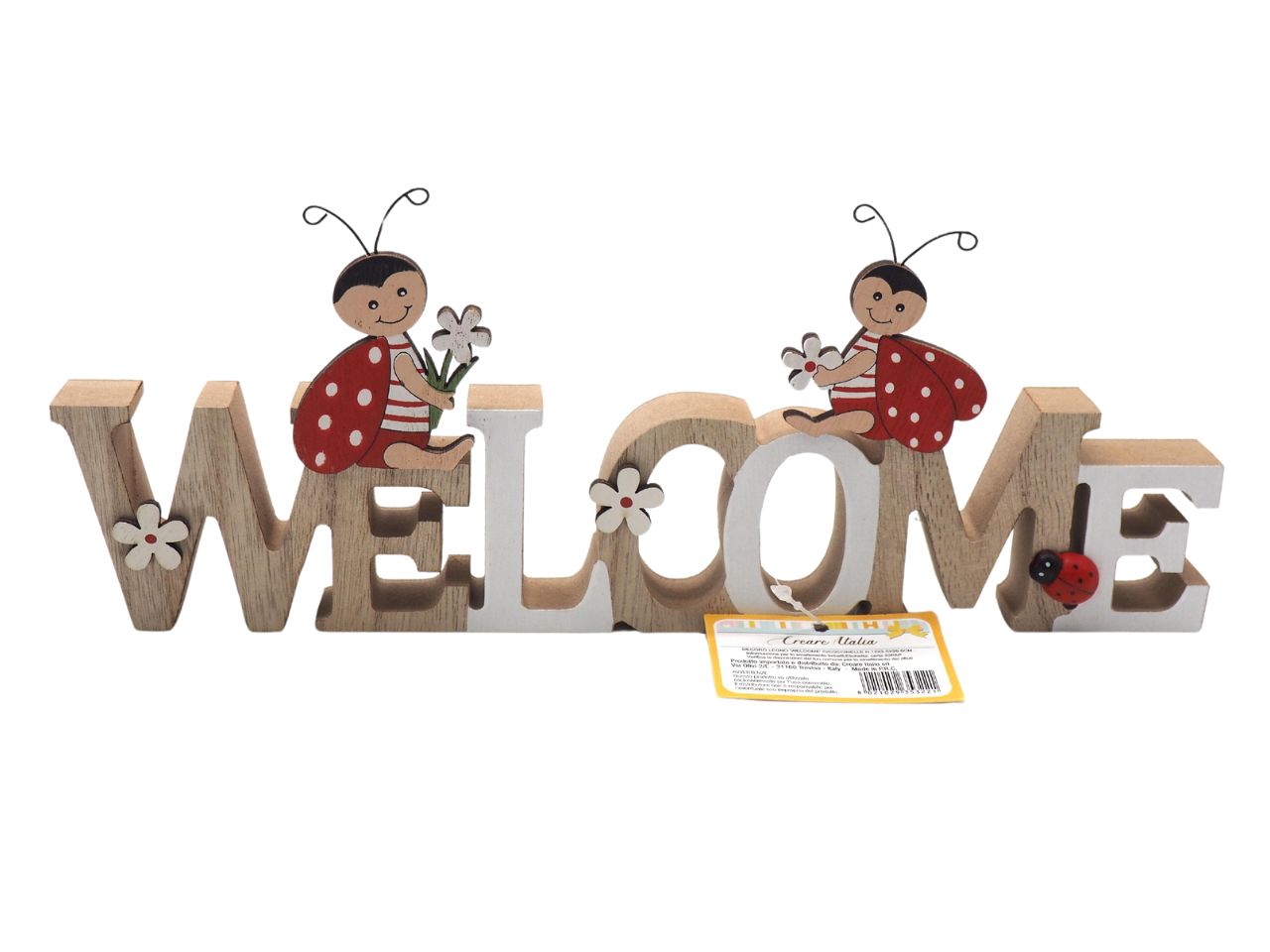 SCRITTA WELCOME COCCINELLE 12X2,5X29,5