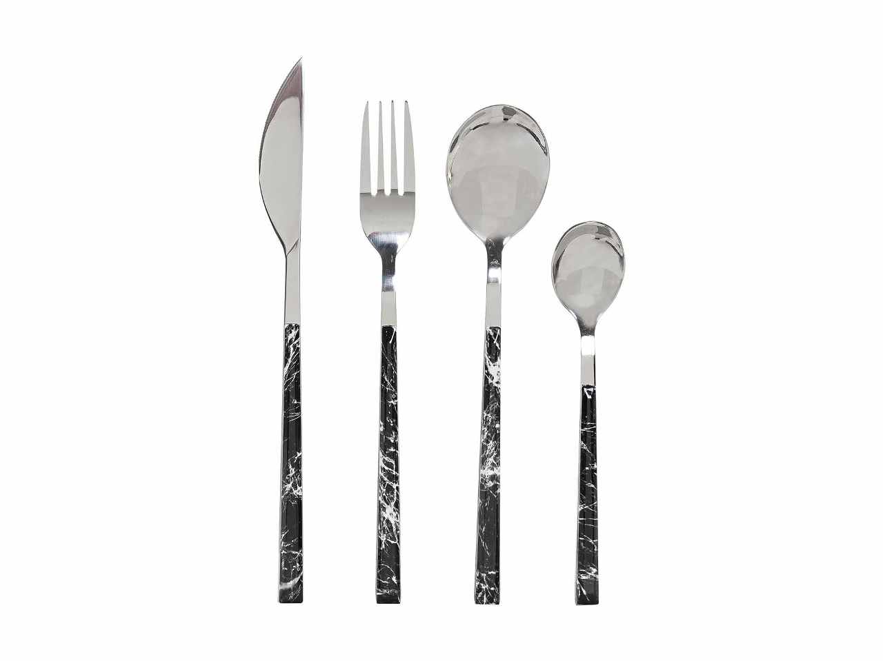 POSATE INOX 16pz EFF.MARMO NERO PC-191624