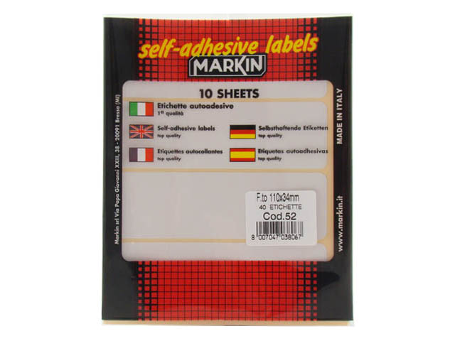 ETICHETTE ADESIVE BUSTA 52 110X34 10052