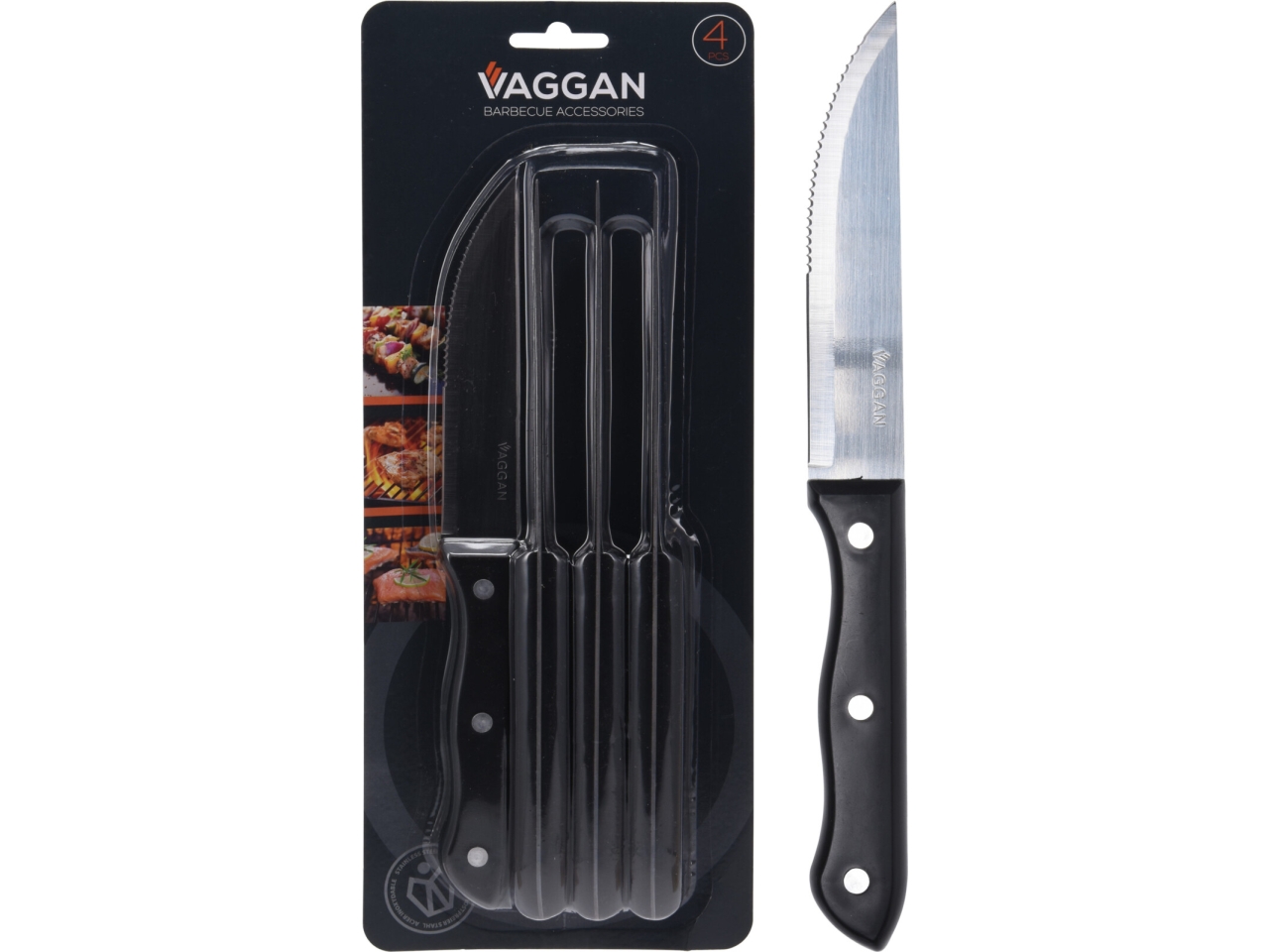 4 COLTELLI CARNE INOX 25CM 404002670
