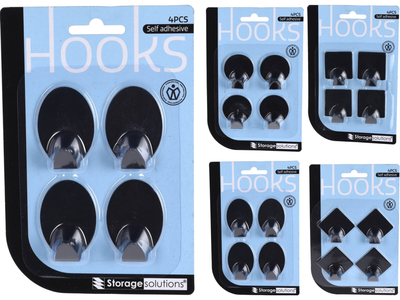 GANCI INOX ADESIVI 4PZ 4ASS CY5655810