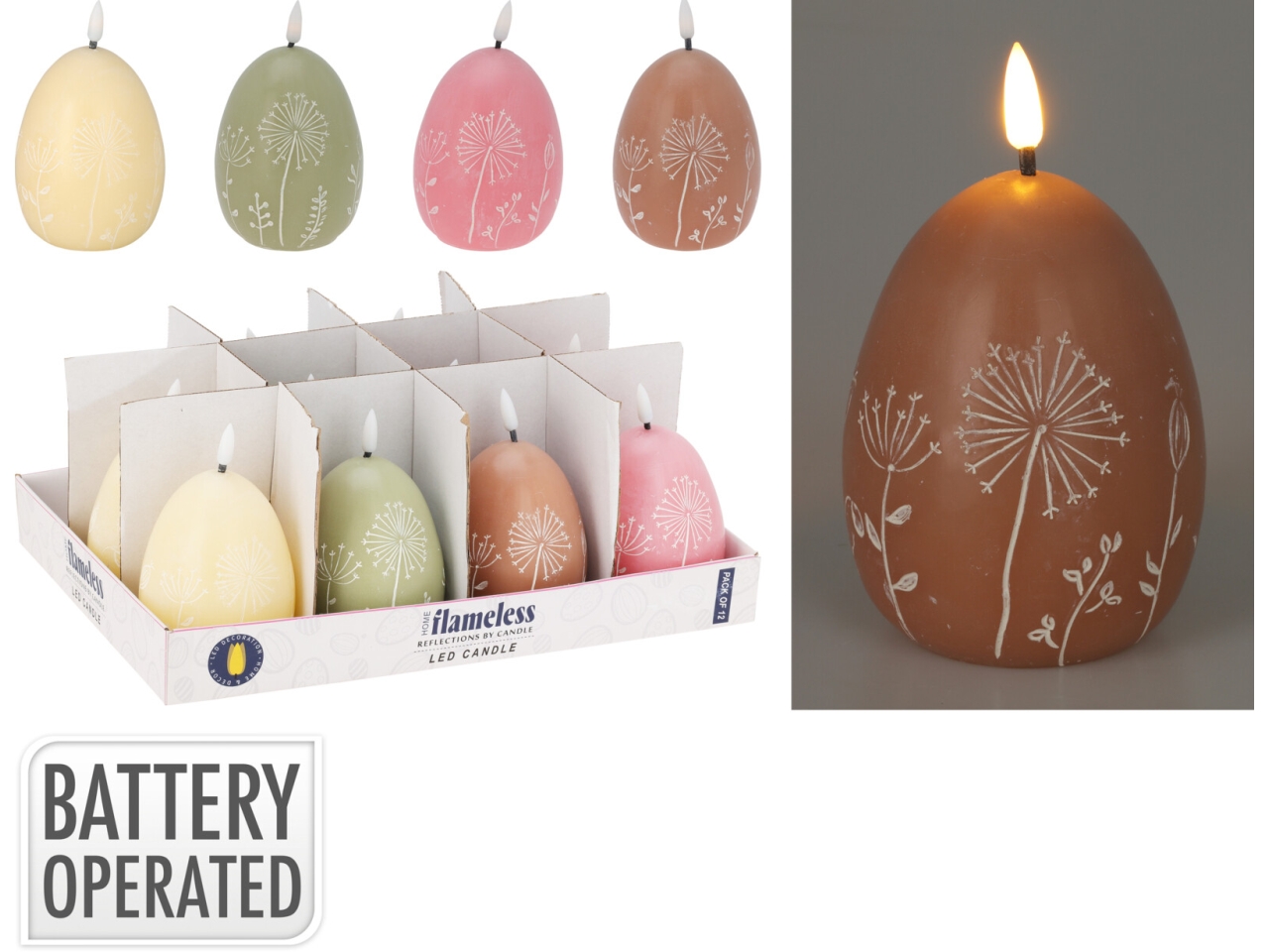 CANDELA LED UOVO PASQUA 4ASS MC5999010