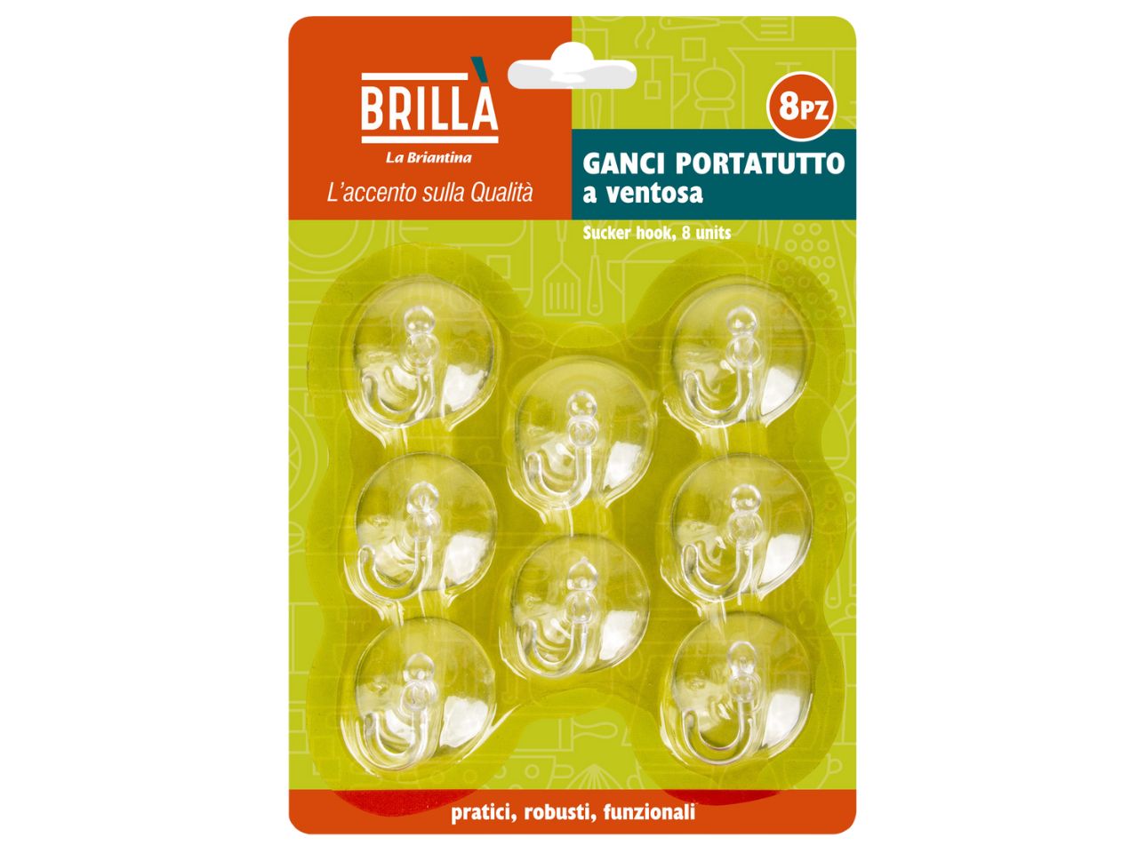 GANCI ADESIVI A VENTOSA 8 PEZ GAN07289A