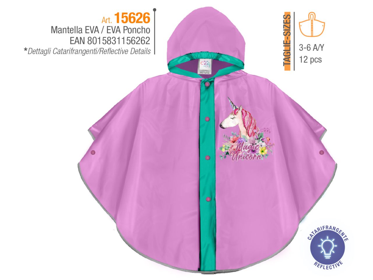 PONCHO PIOGGIA FANTASIA UNICORNO 15626