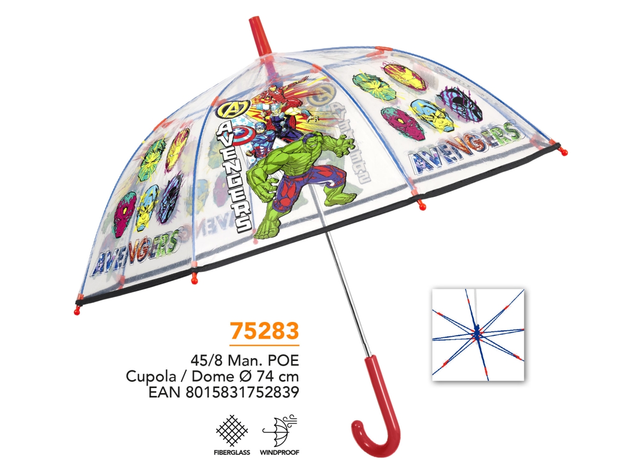 OMBRELLO MANUALE 45CM AVENGERS 75283