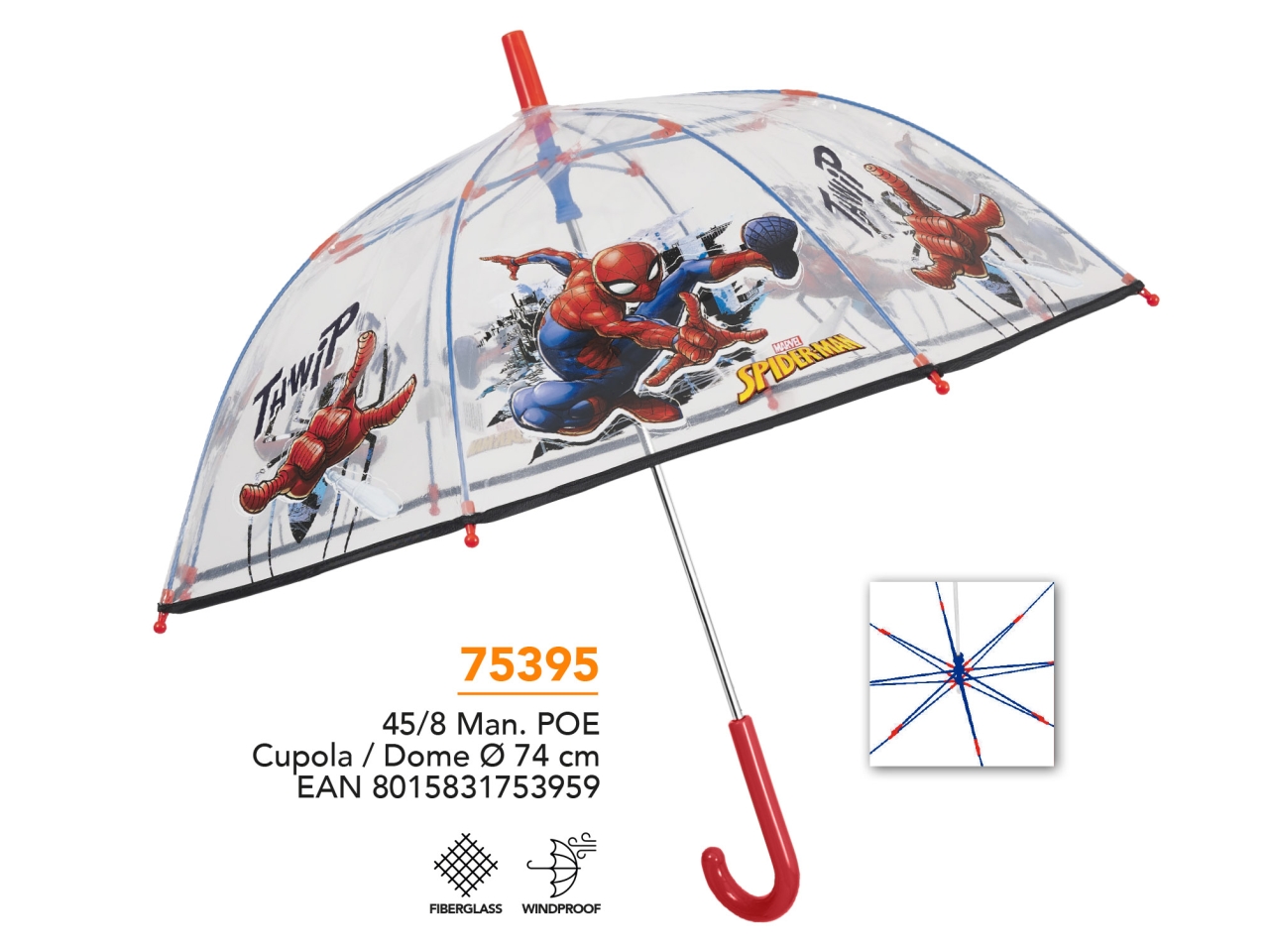 OMBRELLO MANUALE 45CM SPIDERMAN 75395