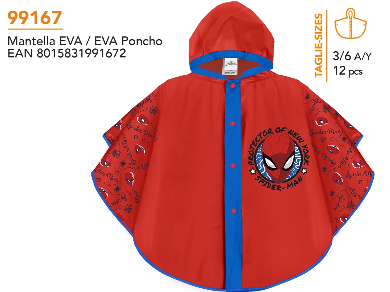 PONCHO PIOGGIA SPIDERMAN 99167