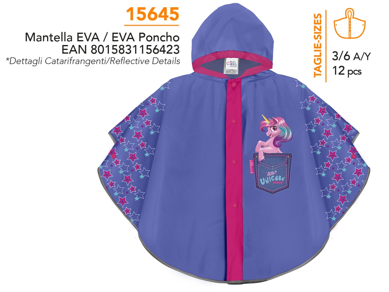 PONCHO PIOGGIA UNICORNO 15645