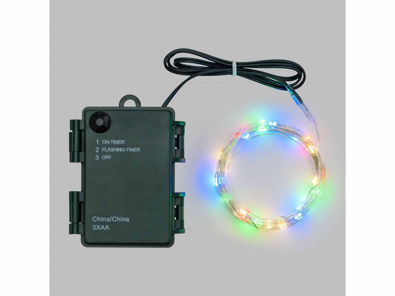 LUCI FILO METALLO 80M.LED M.COLOR 8MT BATT. U.E.