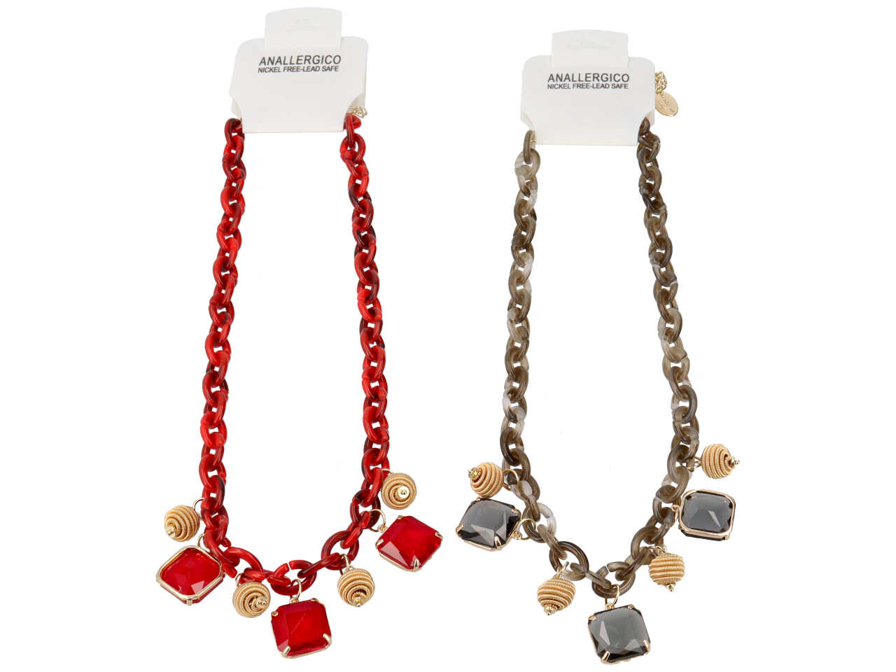 COLLANA RESINA METALLO CRISTAL. C 23556