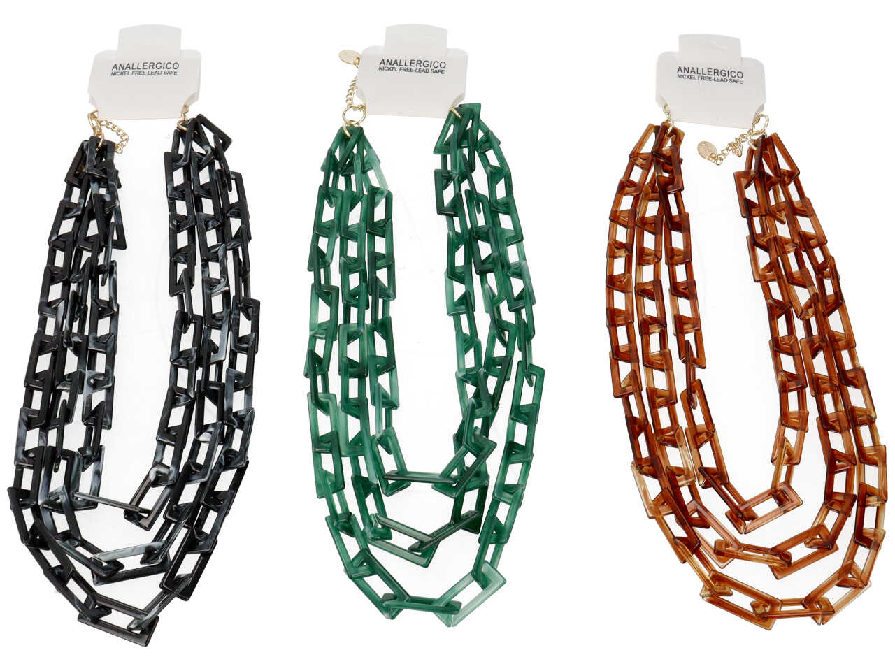 COLLANA OTTONE RESINA 3 FILI C 23549