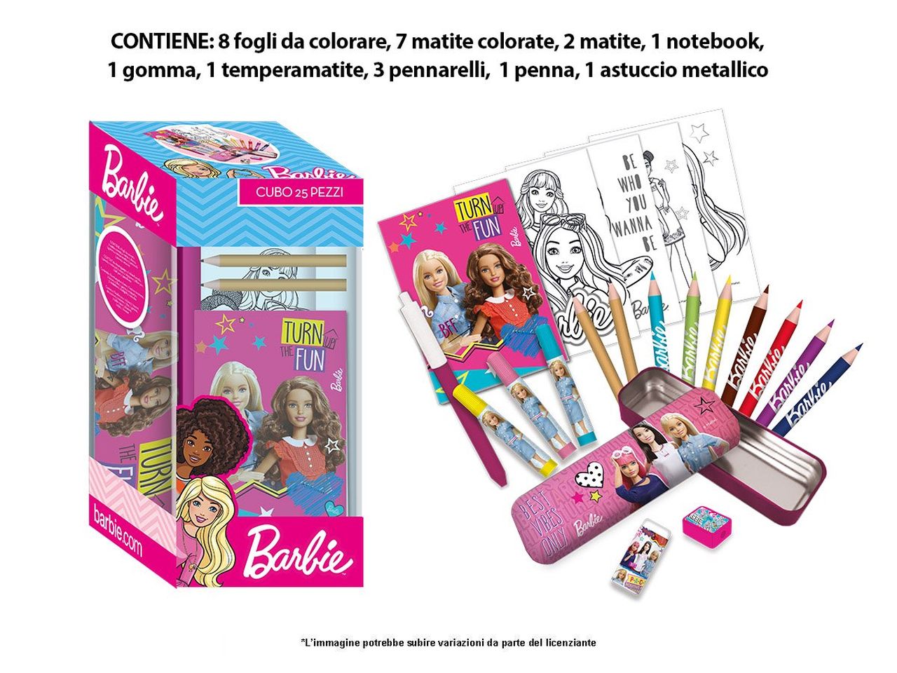 BARBIE CUBO CANCELLERIA 25pz BR0583