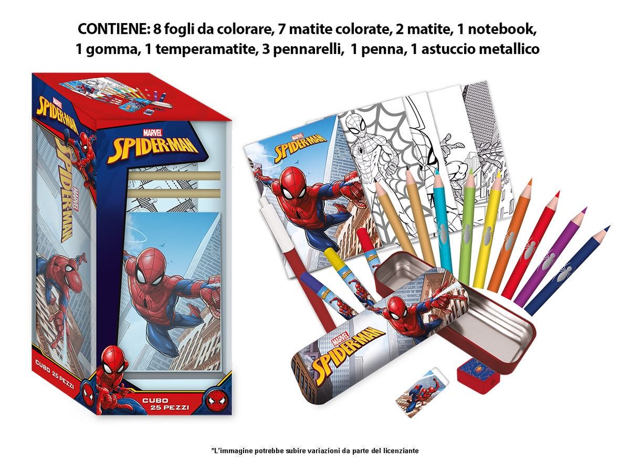 SPIDERMAN CUBO CANCELLERIA 25pz SP0583