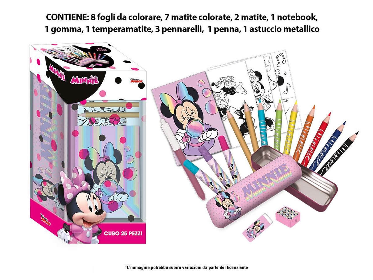 MINNIE CUBO CANCELLERIA 25pz MIN0583
