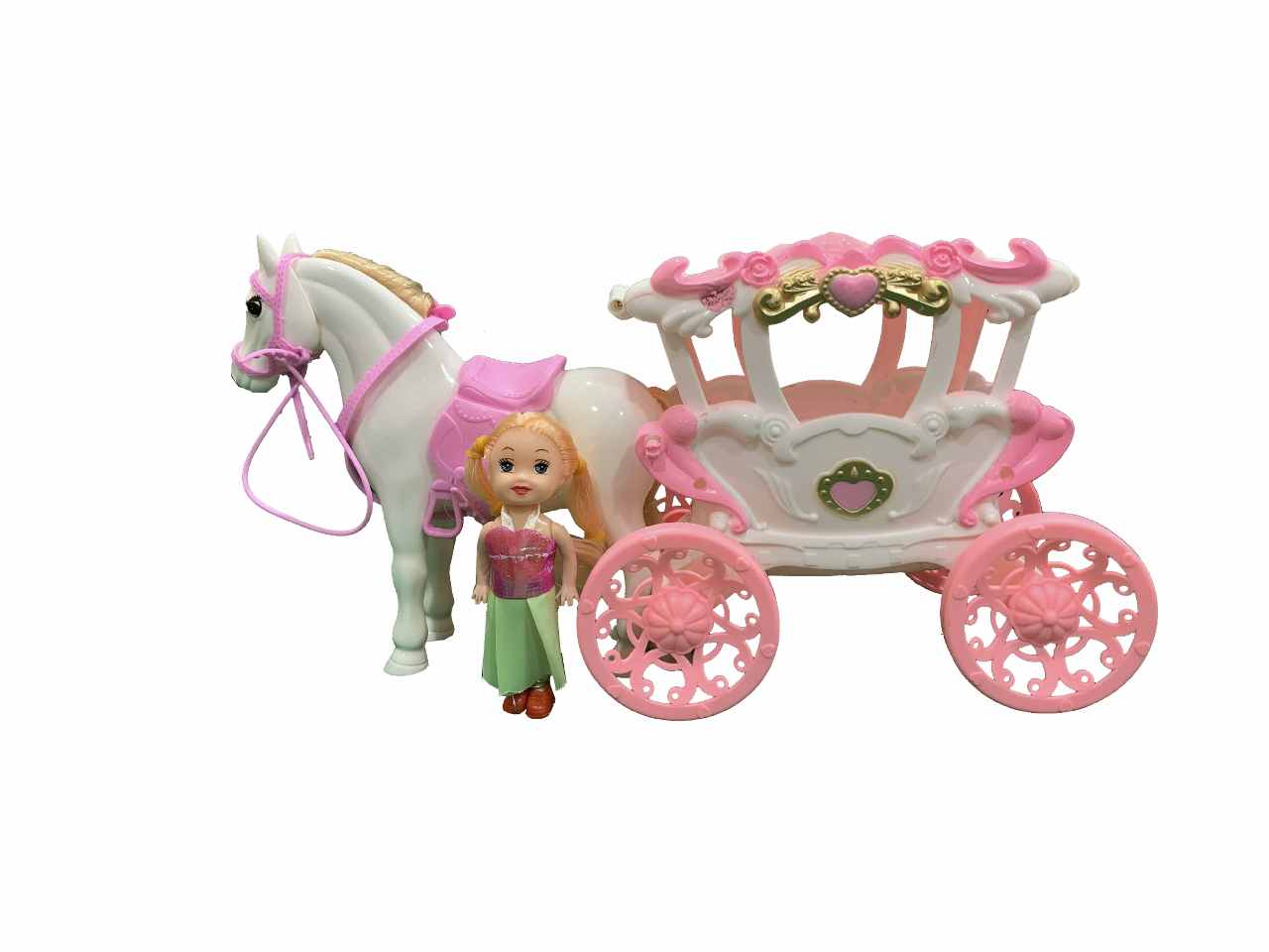 BAMBOLA CON CAVALLO E ACC. ROSA TOY0707