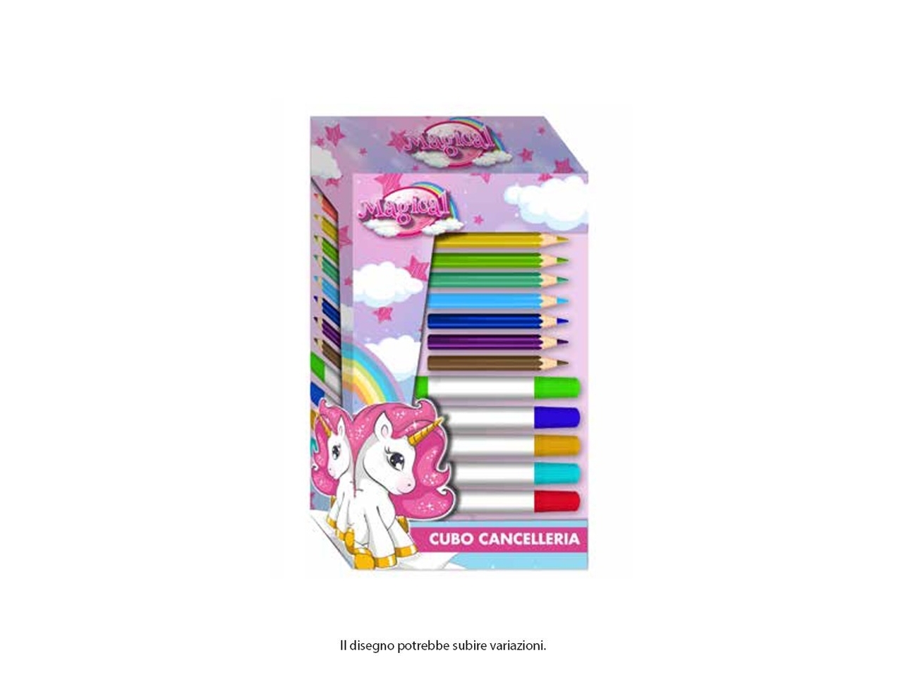 CUBO CANCELLERIA 25PZ UNICORNO UNI0583