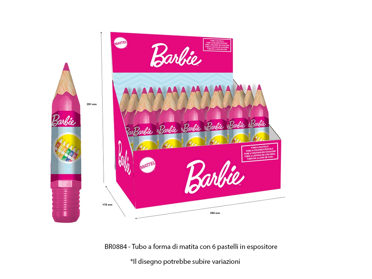 BARBIE 6 COLORI A MATITA IN TUBO BR0884