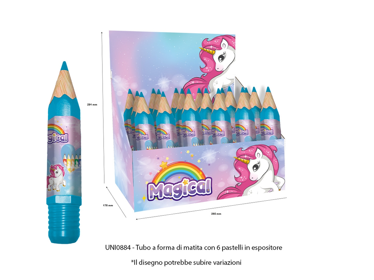 UNICORNO 6 COLORI MATITA TUBO UNI0884