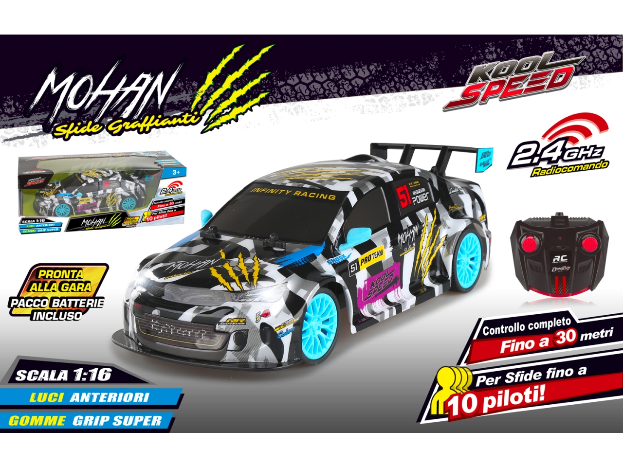 AUTO RACER R/C 1:16 CON PACK MGG17045