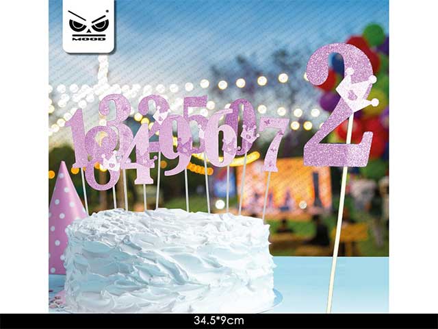 CAKE TOPPER N.2 ROSA GLITTER ST4515