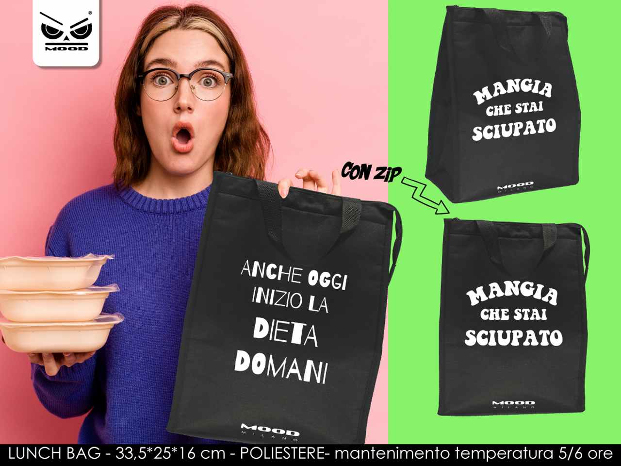 LUNCH BAG BLACK MOOD ST6638 LUNCH BAG BLACK MOOD ST6638