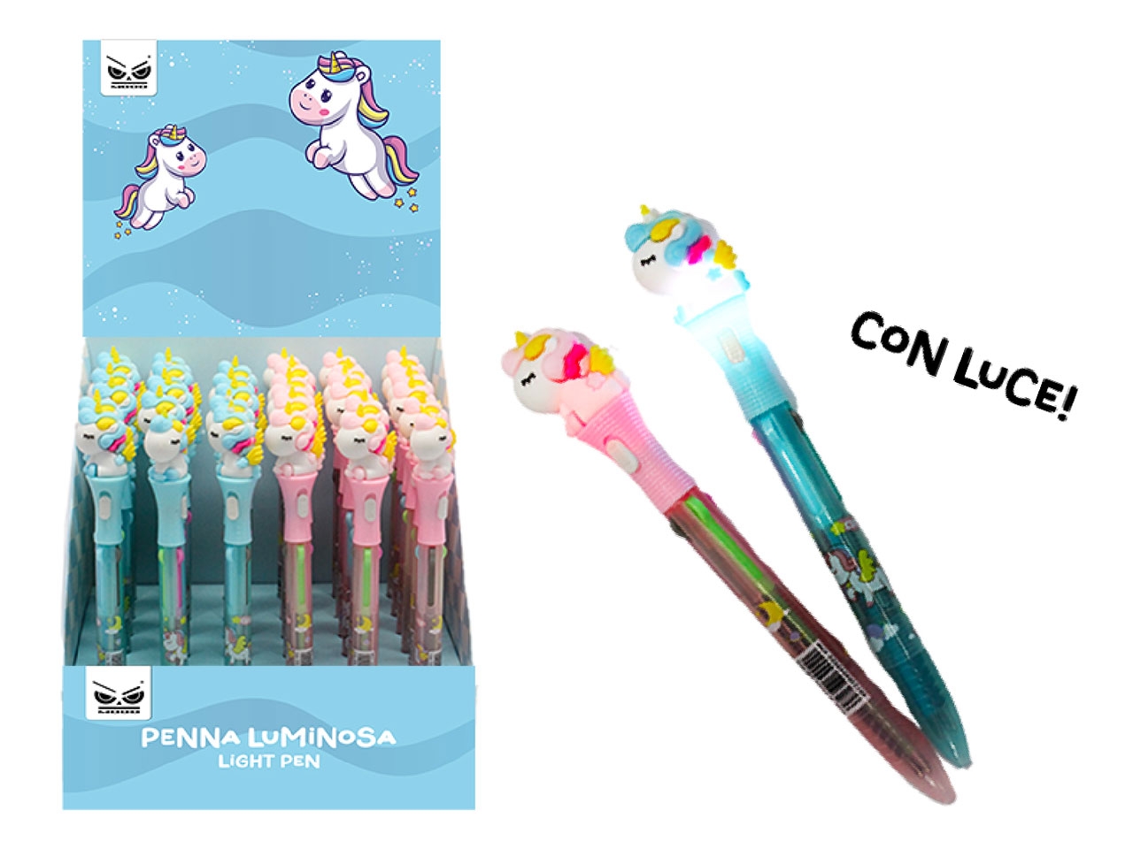 PENNA UNICORNO 4 COLORI CON LUCE ST7404