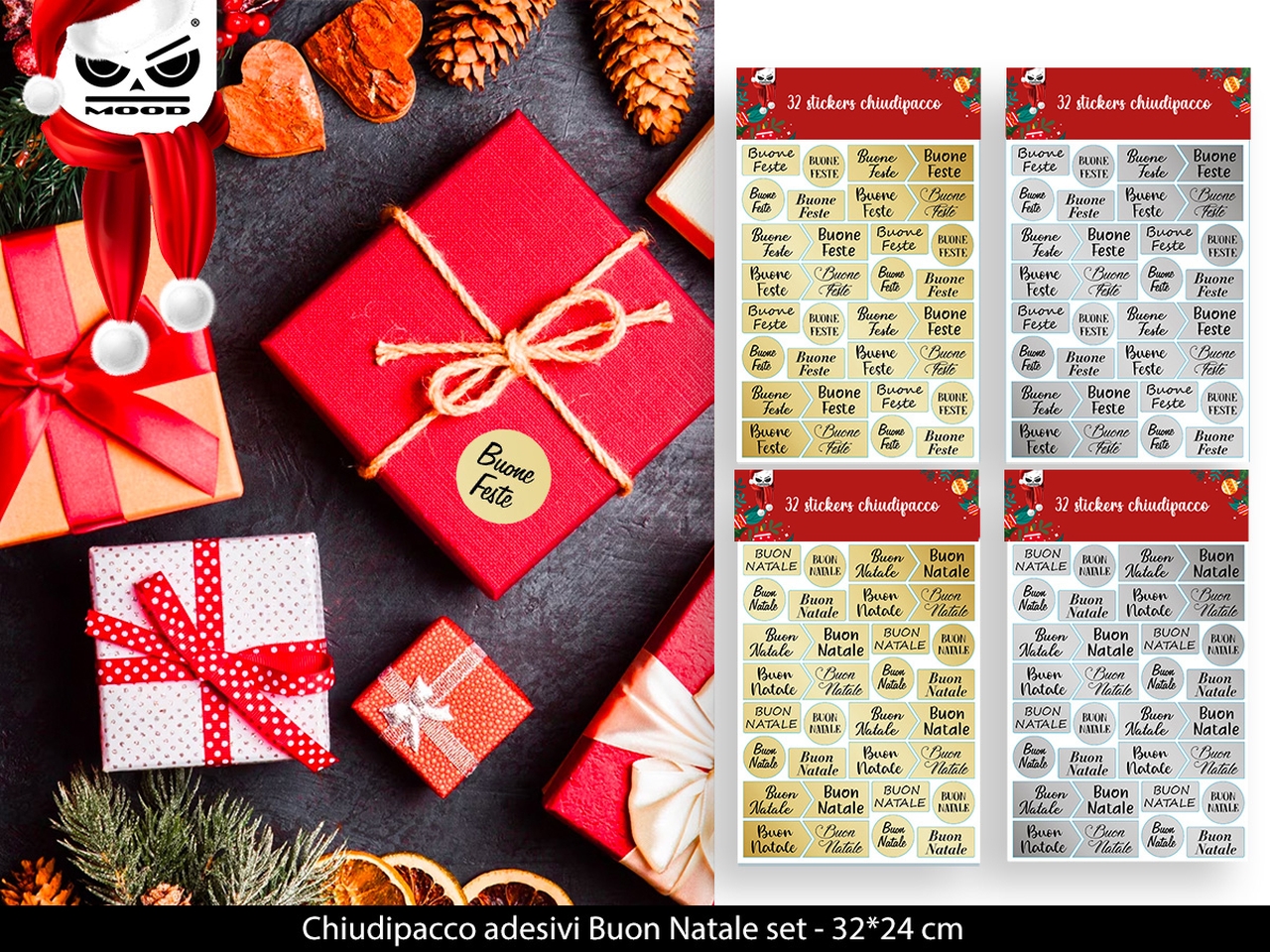 CHIUDIPACCO STICKERS BUON NATALE XT3219