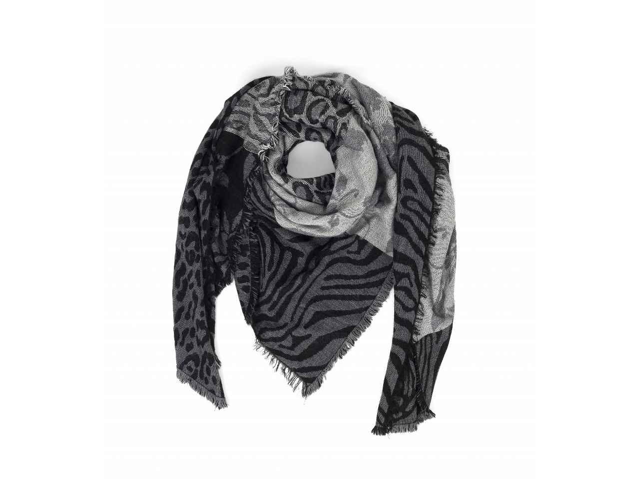 SCIARPA NERA PATCHWORK 140X150CM SI2680$