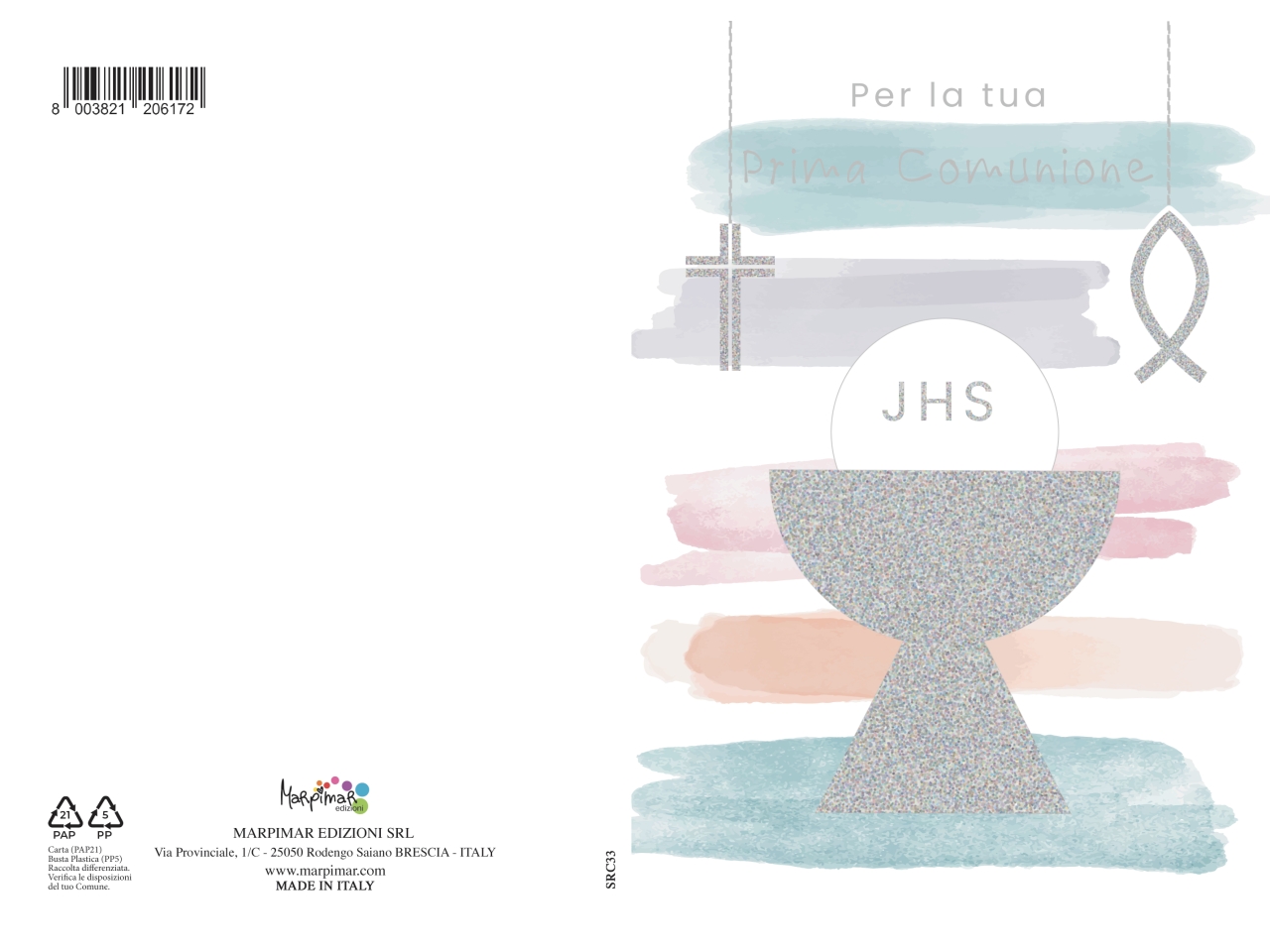 BIGLIETTO COMUNIONE FOIL ARGENTO SRC33