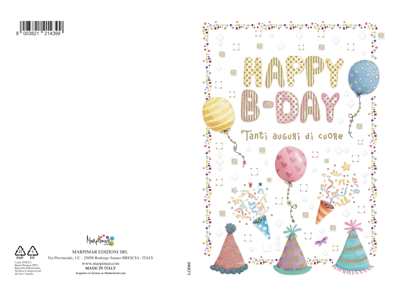 BIGLIETTO COMPLEANNO CON FOIL ORO LOD60