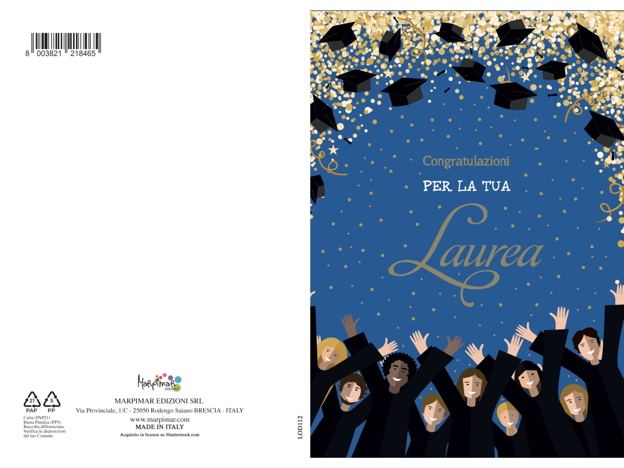 BIGLIETTO LAUREA CON FOIL ORO LOD112 BIGLIETTO LAUREA CON FOIL ORO LOD112